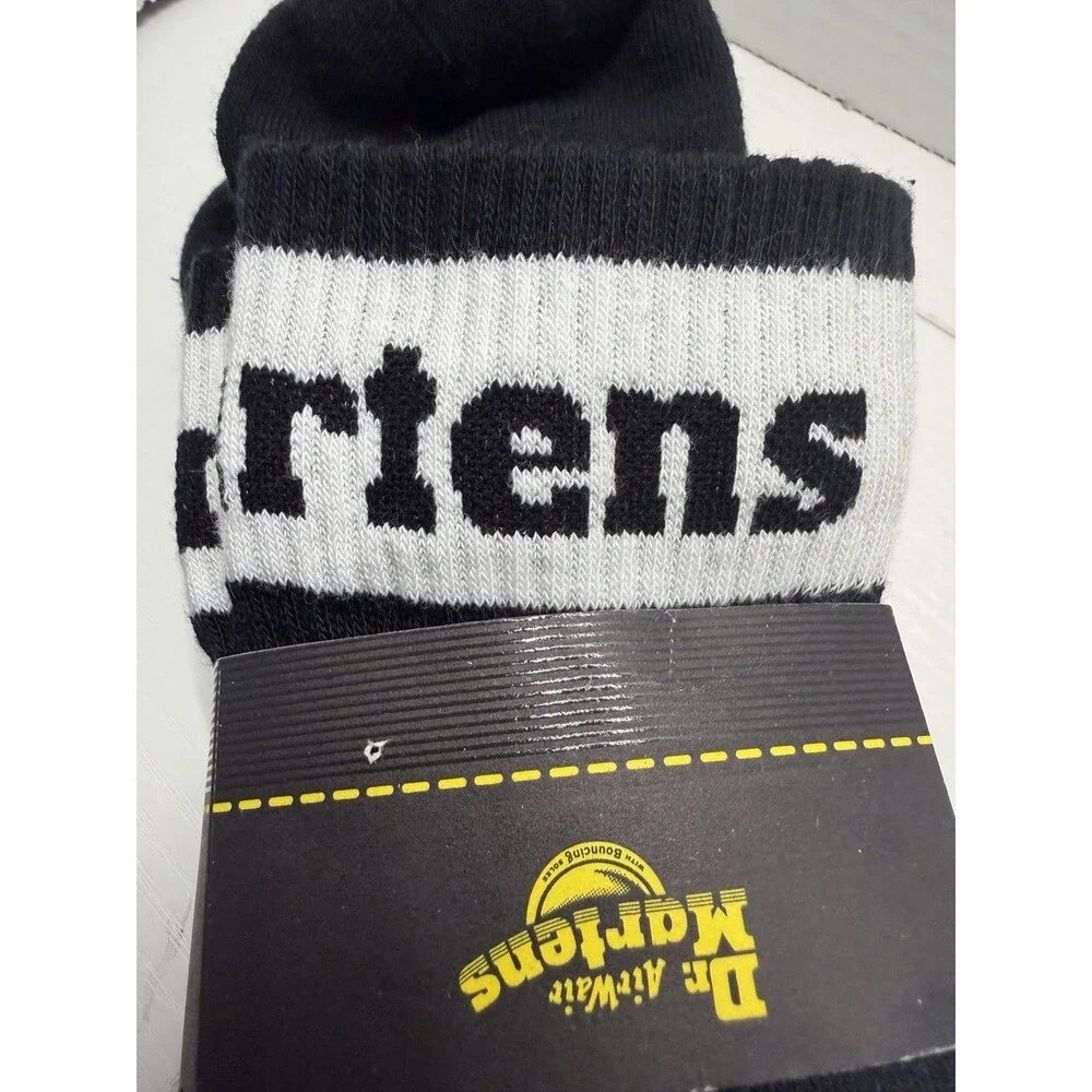 Dr. Martens 3 Pack Athletic Crew Socks Black White Logo S/M US 3-8 NWT